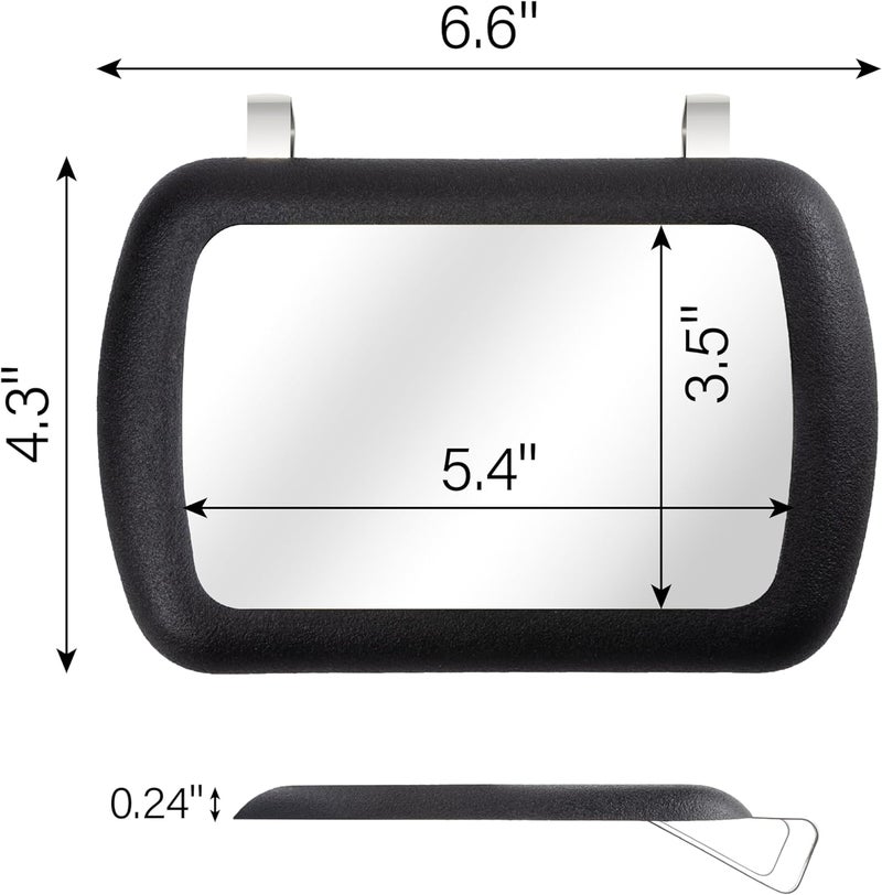 BFXM 2PCS Car Visor Mirror, Universal Clip-On Automotive Sun Visor Vanity Mirror for SUVs and Various Vehicles, car accessories interior for Women, Black - Image 2
